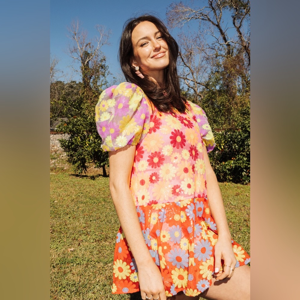 COLORBLOCK DAISY DRESS